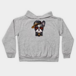 Brindle Pied French Bulldog Hip-Hop Super Star Kids Hoodie